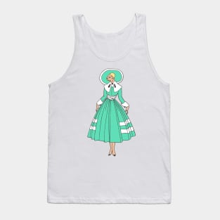 victorian blonde woman turquoise and white elegant illustration Tank Top